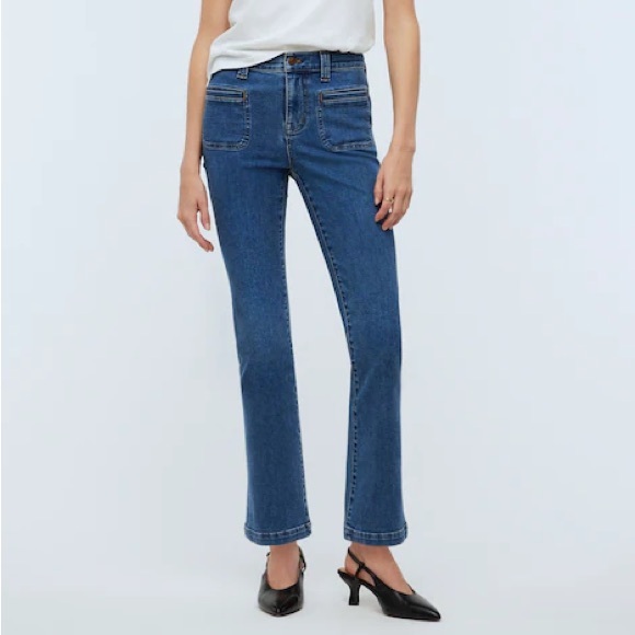 Madewell Denim - Madewell Mid Rise Kick Out Jeans Elkton Wash 25 Medium Wash Stretch Denim NO636